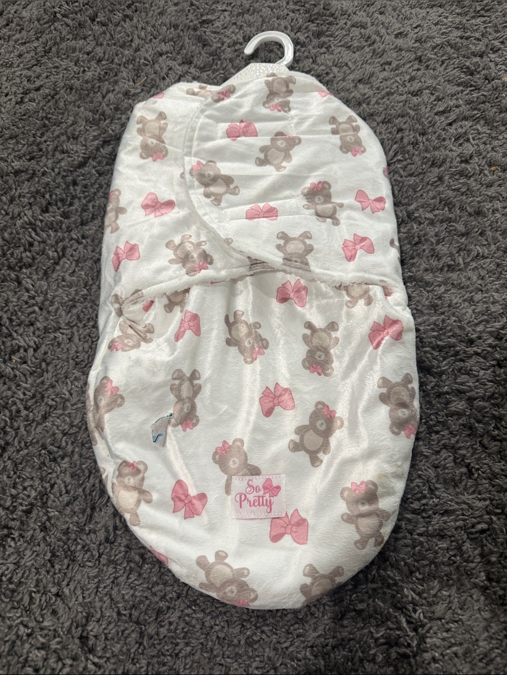 So Pretty Pink & Beige Bear Infant Swaddle Sack